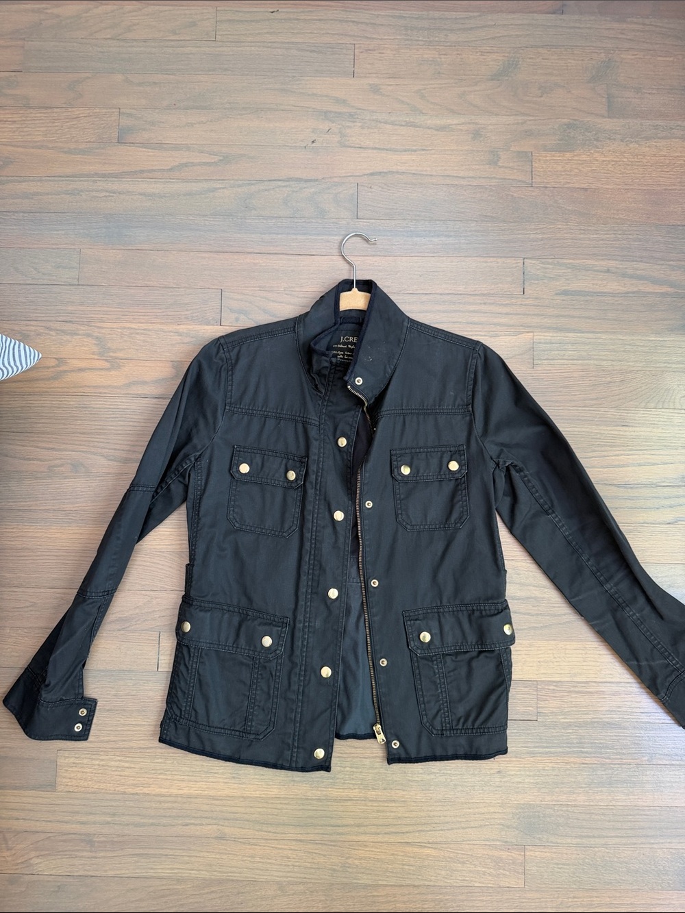 J. Crew Black Utility Field Jacket with Brass Buttons